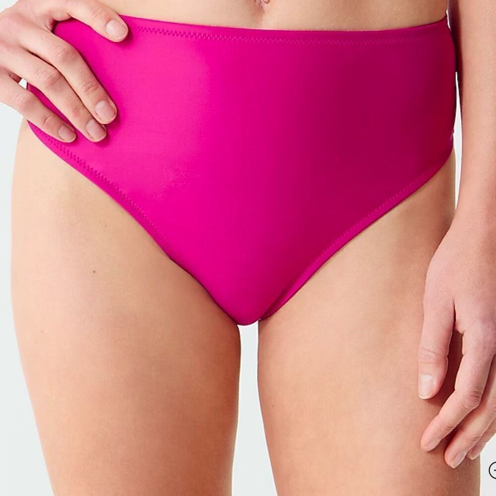 J.Crew Women's High-Rise Bikini Bottom‎ Pink Size S Full Coverage